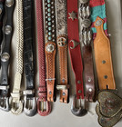 Belts And Buckles Lot Of 12 Western Style Women   s Kids Girls Boys Cowgirl Cowboy