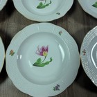 Herend Hungary Kitty Handpainted Rimmed Soup Bowls Set Of 6 Porcelain 9 5  Tulip