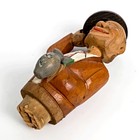Vintage Anri Mechanical Wine Bottle Stopper Cork Hat Tipping Hand Carved Wooden