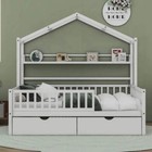 Durable And Stable Slat House Bed Full Size Storage Space Wood Baby Crib