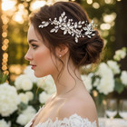 Rhinestone Bridal Hair Combs Set - 3pcs Wedding Flower Crystal Pearl Hair Pins  