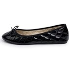 Alpine Swiss Black Quilted Bow Ballet Flats Slip-on Round Toe Women Size 8