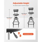 Shop Stool Adjustable Height Garage Work Seat 300 Lbs Load With Backrest
