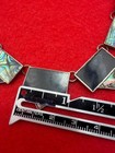 Vintage Taxco Mexico Onyx Abalone Inlay Sterling Silver 925 Choker 15 