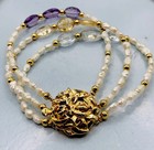 Vtg Lee Sands Pearls   Semi Precious Stones Necklace   Bracelet  Interchangeable