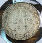 1917-c Newfoundland 50 Cents Nice Original F  Km-12 Mintage 375 560 Chrc
