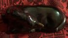 Vintage Ceramic Porcelain Unicorn Figurine Black Holographic Rainbow Gold Horn