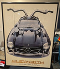 Mercedes-benz 300sl Gullwing Harold Cleworth Poster Art Print Pro Framed 22x28 