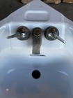 Vtg 1955 Crane Ceramic White Porcelain Corner Bathroom Sink Old Fancy Mcm