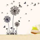 Black Dandelion Flower Wall Stickers Vinyl Art Removable Decals Mural Home Decor