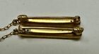 Vtg 14k Yellow Gold Sweater Guard Or Sweater Clips With Chain Enamel Turquoise