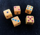 Elk Brand Bakelite   Catalin Butterscotch Inlaid Dice - Set Of 5