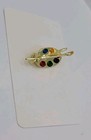 Gold-tone Artist Palette Brooch Pin With Enamel Paint Colors   Brush Free Ship