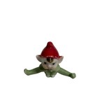 Vtg 50s Green Ceramic Christmas Pixie Elf Doing A Split Japan Kitschy Mcm Rare