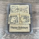 Vintage Stampin Up Christmas Rubber Stamp Lot 25pc Wood Block Holiday Winter