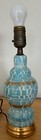 Vintage 50s Turquoise Gold Ceramic Faux Mosaic Lamp Mid Century Modern Lighting