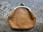 Small Tan Leather Vintage 1960s Kisslock Coin Purse From Liechtenstein