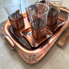 Vintage Japan Beer Glasses Tray Coaster Holder Set Chrome Plated F Bronze Finish