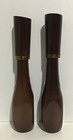 Vintage Mid Century Modern Wooden Salt   Pepper Shakers 11  Tall Gold Accents