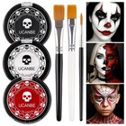 Goth White   Black Red Face Body Paint Kit For Halloween Makeup  Clown  Vampire 