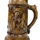 Vintage German Ceramic Beer Stein Mug With Man   Dog Lid And Forest   Deer Scene