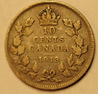 Mw32435 Canada Silver 10 Cents 1913  George V    Km 23