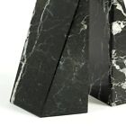 Marble Book End Set Vintage Stone Carved Pair Heavy Art Deco Sturdy Dark Black