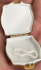 Vintage Stratton England Black Enamel Bird   Flowers Pill Box