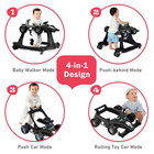 Costway 4 In 1 Baby Walker Foldable Activity Push Walker Adjustable Black