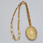 Vtg Napier Photo Locket Watch Bar Chain Necklace Ornate Large Victorian Style