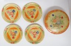 Japan Papier Mache 4 Coasters Set Painted Stamped Flower Art Storage Box Vintage
