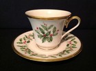 Lenox Holiday  dimension  One  1  Footed Tea Cup   Saucer Set Fine China Usa