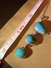 Sterling Silver 925 Turquoise Navajo Style Drop Pendant Necklace Native American