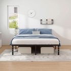 Metal Bed Frame queen Size Frame With Storage Space heavy Queen  Black 