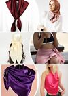 Large Square Satin Scarf Silk Feel Head Neck Wrap Solid Color Scarves Shawl 35 