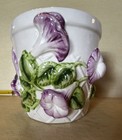 Planter Pottery Raised Flowers Hand Painted Floral Vintage 5 