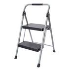 Extra Strong Grey And Black Two Step Steel Large Platform And Folding Step Stool