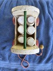 Vintage 1960s Playskool Dairy Wagon Wooden Pull Toy With 6 Bottles