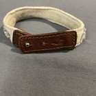 Hollister California White Canvas And Brown Leather Bracelet With Rhinestones