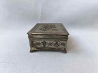 Vintage Tin Box Silver Plated Antique Handmade Engraved Horse Warrior Rare Art