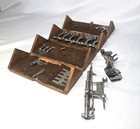Antique 1889 Singer Sewing Machine Oak Puzzle Box   Velvet Lined Attachments Lot