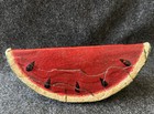 Large Vintage Leather Wrapped Clay Pieces Of Fruit  Grapes  Mango  Watermelon   