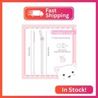 6 Pcs Glass Straws Shatter Resistant With Cute Cat  Colorful Reusable Straw With