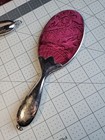 Antique Victorian Vanity Dresser Set Mirror Brush Embossed Velvet   Silver Plate