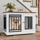 28 35 39in Dog Crate Furniture Kennel Wooden Side End Table With Removable Bowls