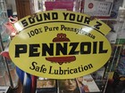 Vintage Large Pennzoil Safe Lubrication Gas Service Station 30  Porcelain Sign