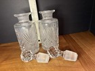 Set Of 2 Vintage Decanter Pressed Glass Faceted Stopper 7 5  Tall Unmarked