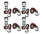  4 Packs  Ratchet Tie-down Straps 12 Ft X 1   S-hook  Quick Thumb Release
