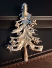 Vintage Whie Faux Pearl Ab Rhinestone Silver Tone Metal Christmas Tree Brooch
