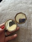 Vtg Silver Tone Double Compact Mirror Scalloped Vanity Handbag Makeup Retro Gift